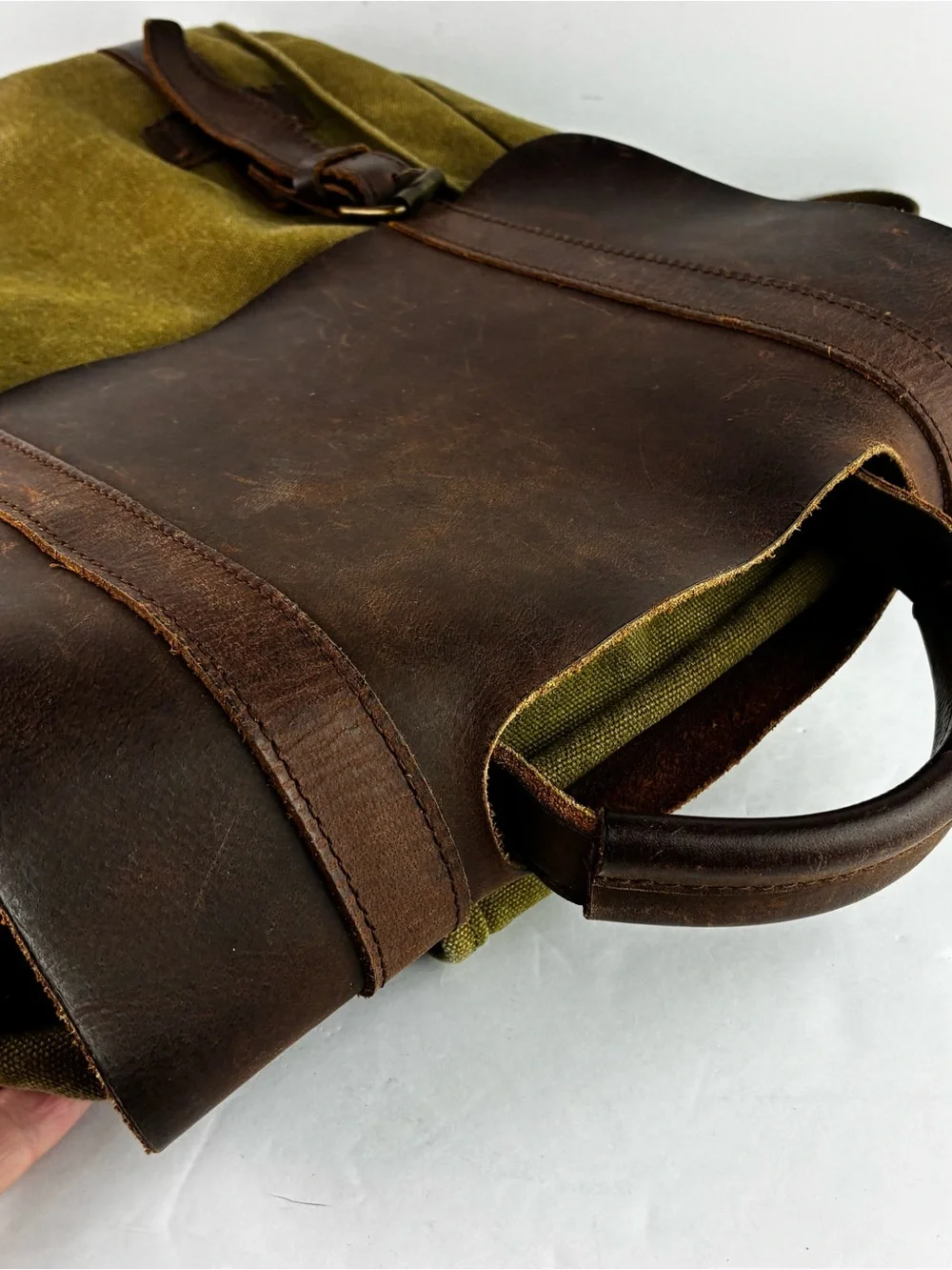 Woosir Vintage Early 2000’s Leather & Heavy Canvas Backpack
